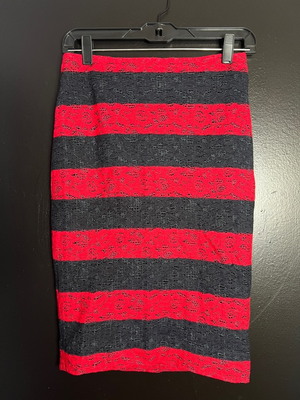 The Limited Striped Lace Pencil Skirt in Red and Navy